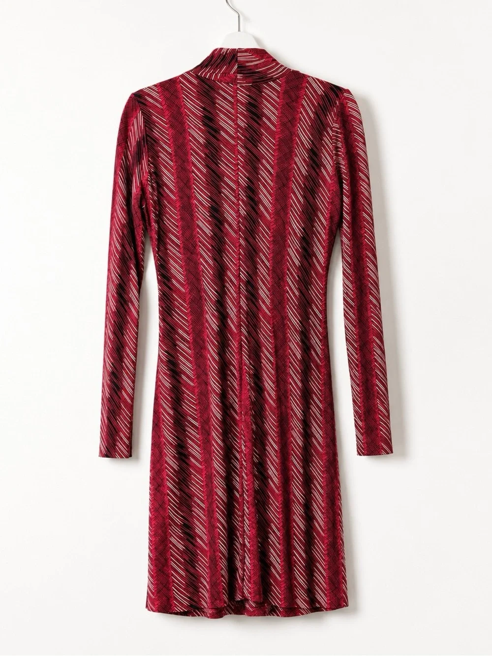 Revolve Norma Kamali Long Sleeve Faux Wrap Red Printed Dress‎ Size M Stretch